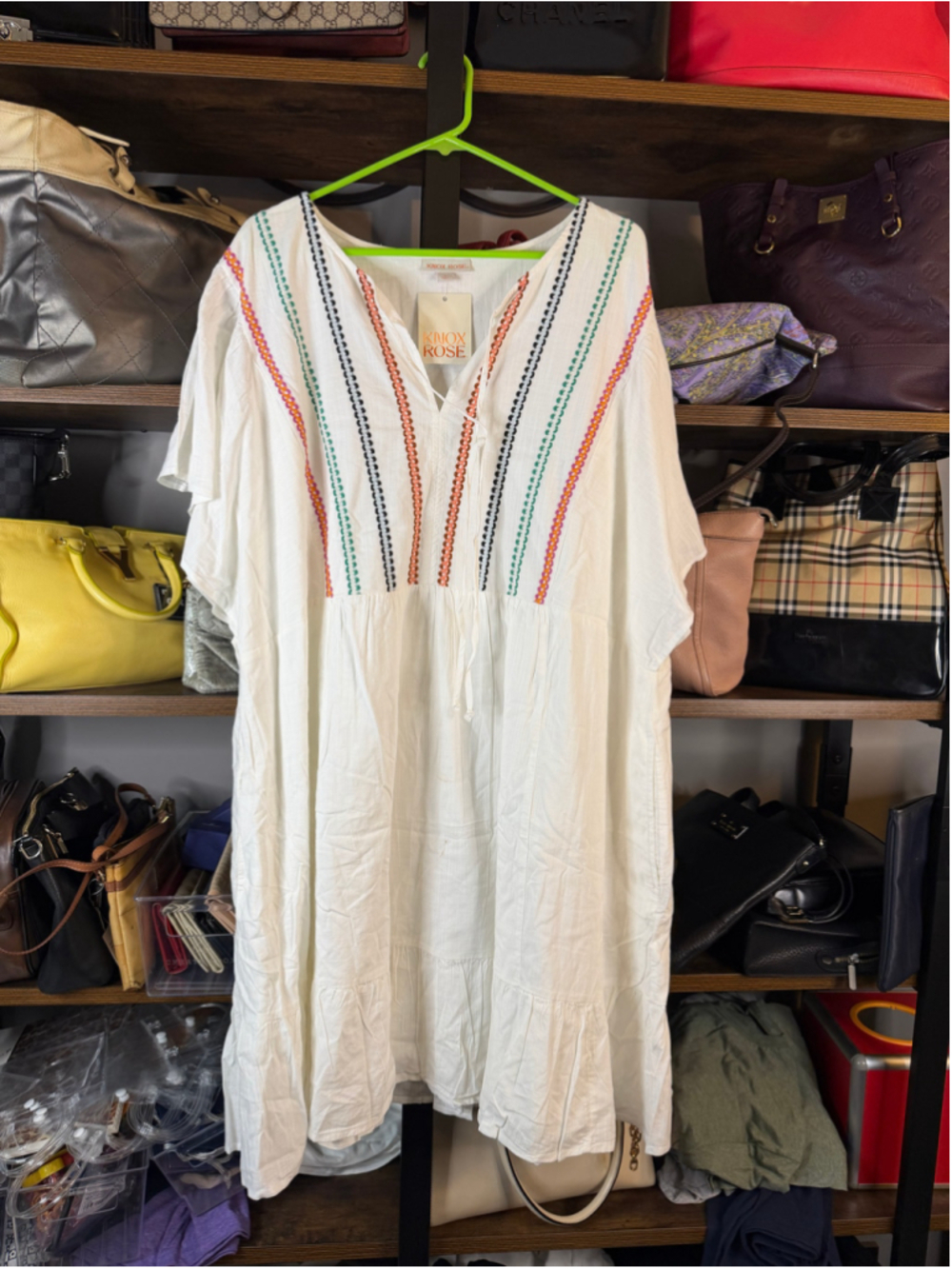 Women's Knox Rose Embroidered Mini Dress White Multi-color Size 3X